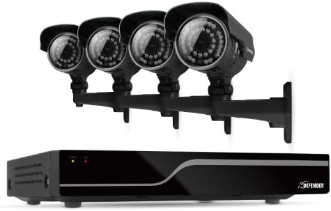 DEFENDER 21027 SENTINEL 4-Channel Smart Security DVR with 4 Ultra Resolution Outdoor Cameras