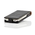 Klassische Ledertasche f�r Apple iPhone 4 & 4S mit Magnet Verschluss + Reinigungstuch, Farbe:schwarz;Modell:iPhone 4 & 4S