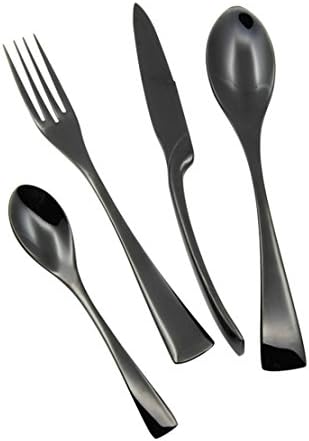 Riimax 4 Piece Stainless Steel Flatware Including Fork Spoons Knife Tea Spoon (Black)