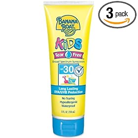 Banana Boat Kids Sunblock Lotion, SPF 30, 8-Ounce Tubes (Pack of 3)