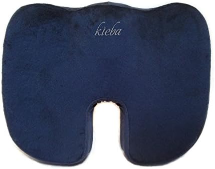 Ultra Premium Memory Foam Coccyx Orthopedic Seat Cushion - By Kieba (Navy Blue)