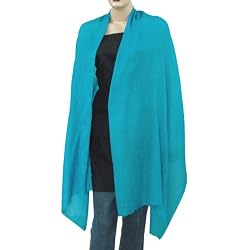 Turquoise Cashmere Pashmina Scarves Wedding Anniversary Gifts From India Size: 80 x 28 Inches