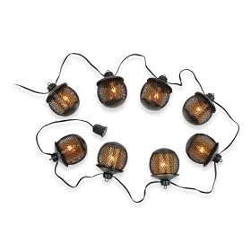 Royce Lighting RL002/8A/ORB Outdoor Metal Mesh Eight-Light String Lantern Oil Rubbed Bronze with Amber Globes