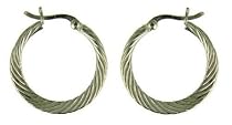 Ladies' Plain Diamond Cut Fancy Hoop Earrings, Silver, Model C74/C0203