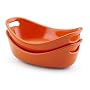 Rachael Ray Bubble and Brown 12-Ounce Stoneware Personal Au Gratin Dish, Set of 2, Orange