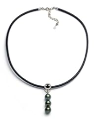 PremiumPearl 8-9mm Baroque Black Tahitian Pearl Necklace AA+ Quality, 18" Length