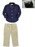 168　ギフトボックス（紺ボックス）Ralph Lauren (ラルフローレン) ベビー上下セット　18-24ヶ月コットン ツイル シャツ＆カーキコーデュロイ パンツ　90ｃｍ [並行輸入品]