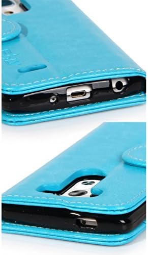 LG G3 Vigor case, LG G3 Mini case, E LV LG G3 Mini case cover - Deluxe Classic PU Leather Flip Wallet Case Cover for LG G3 Mini D725 with 1 Black Stylus - Blue
