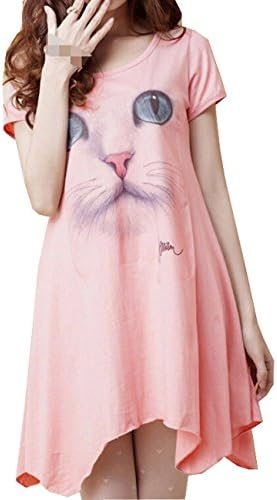 Bestal Casual Cat Maternity Dress T-Shirt Loose Tops Skirt, free size, Pink