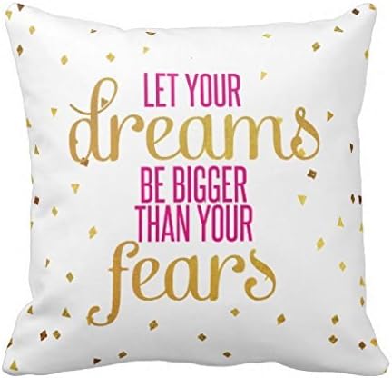 Fashion Pink And Gold Dreams Motivational Quote Pillow Case