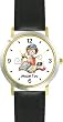 Girl Reading from Bible (Tanach) Judaica Jewish Theme - WATCHBUDDY&reg; DELUXE TWO-TONE THEME WATCH - Arabic Numbers - Black Leather Strap-Size-Large ( Men's Size or Jumbo Women's Size )