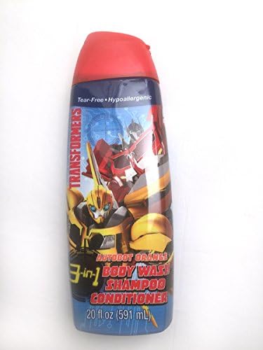 Transformers Colgate Powered Black Blue Toothbrush & Mild Bubble Fruit Toothpaste with 3 in 1 Autobot Orange Body Wash, Shampoo & Conditioner