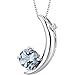 Crescent Moon Design 1.00 carats Round Checkerboard Cut Sterling Silver Rhodium Finish Aquamarine Pendant