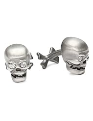 ROTENIER White Sapphire Skull Cufflinks Set