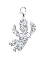 14K White Gold Diamond Girl Angel Charm