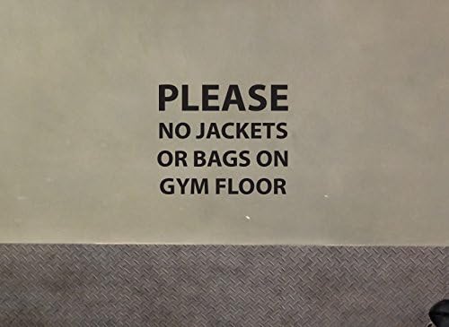 Gym Sign, PLEASE NO JACKETS OR BAGS ON GYM FLOOR, Gym Wall Decal re-rack weights