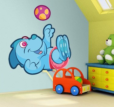 Imagen 1 de Tenvinilo - Vinilo Infantil Dinosaurio Bebé - Color : Azul - Talla : 43 x 40