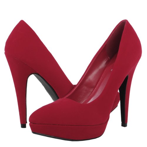Marlene06 Velvet Pointy Toe Pump RED