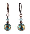 Earrings - E273 - Crystal and Copper Plated Polka Dot Glass Beads ~ Indian Sapphire (Denimy Blue)