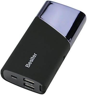 Broadcore Besiter 5000mAh Dual USB Output External Mobile Battery Travel Charger Pack Universal Power bank with LED light for iPhone 6S PLus ( Black Color )