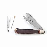 Fury Mustang PRO Trapper Pom Handle Folding Knife with Tweezers and Pick, 4-Inch