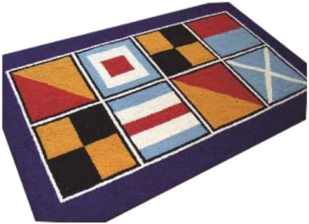 Outdoor Rug Kitchen Mat Hooked Rug Look Nautical Decor 2 ft. x 3 ft. Flags