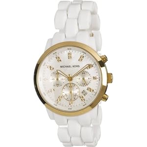 MICHAEL Michael Kors Watch, Ladies White Acrylic and Stainless Steel Bracelet Watch MK5218 by Michael Kors