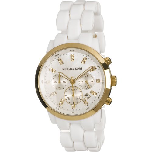 MICHAEL Michael Kors Watch, Womens White Acrylic and Stainless Steel Bracelet Watch MK5218