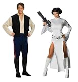 Star Wars Deluxe Han Solo XL & Princess Leia Medium Couples Costume Set