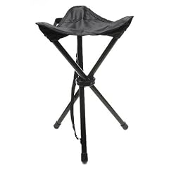 ALU Dreibein-Hocker Klapphocker schwarz -80 Kg Last Kleines Staumass und schnell zusammenfaltbar