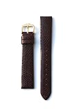 17mm Brown Lizard Grain Watchband with Nubuck Lining and S/S Buckle