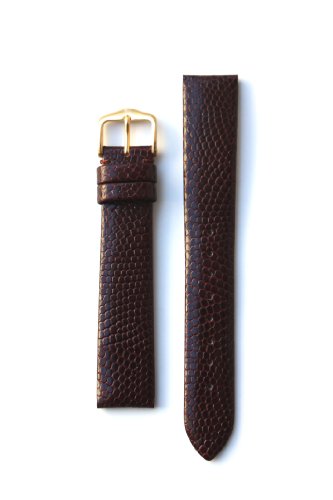 17mm Brown Lizard Grain Watchband with Nubuck Lining and S/S Buckle