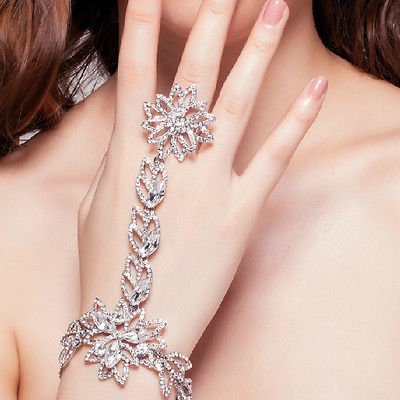 Sunshinesmile wedding bridal crystal rhinestone hand bracelet flo…