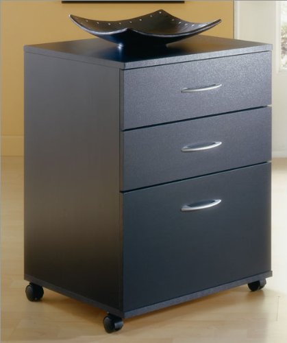 Nexera Mobile 3 Drawer Vertical Mobile Wood Filing Cabinet in Black