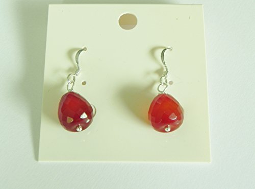 Red agate gemstone sterling silver earrings