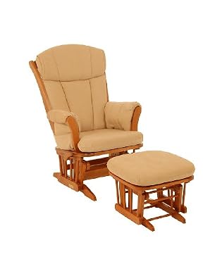 Dutailier BabyGlide Penny Recliner Glider Rocker Chair - Honey Pine & Taupe