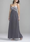 David's Bridal Bridesmaid Dresses Long Chiffon Strapless Dress with Beaded Bodice Style 173130
