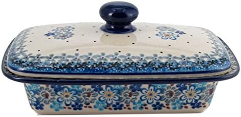 Polish Pottery 2 Piece Covered Butter Dish Handmade From Boleslawiec Poland Ceramika Artystyczna Traditional Pattern Spring Day
