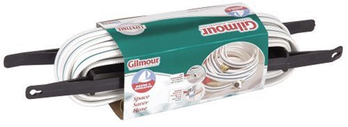 Gilmour 11 Series Marine & Recreation Space Saver Flat Hose w/Reel, 1/2 Inch x 25 Feet, #11-12025RWhite w/Aqua Stripe