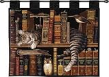 Cats Frederick the LiteRate Cat w Books Tapestry Wall Hanging by Charles Wysocki
