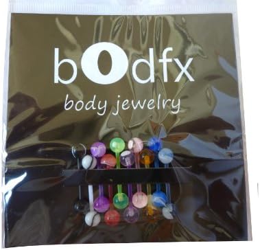 Bodfx Tongue Ring Assorted Marble Swirl Lot of 10 Acrylic Piercing Barbells with Bioflex Bar