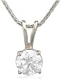 Platinum Round Diamond Solitaire Pendant (3/4 ct, G-H Color, VS2 Clarity)