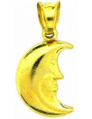 14K Real Yellow Gold Man on the Moon Charm Pendant