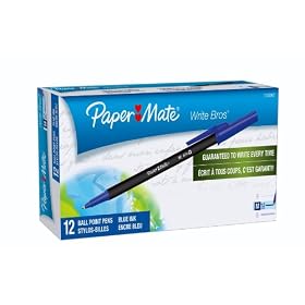 Paper Mate Write Bros. Recycled Stick Medium Point Ballpoint Pens, 12 Blue Ink Pens (1750867)