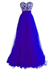 Strapless Tulle Crystal Lace-Up Crystals Beaded Ruched Evening Dress/Prom Dress 
