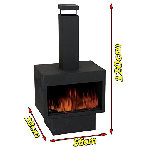 Garden Outdoor Ambient Chiminea Black Metal Fireplace Patio Wood Log
