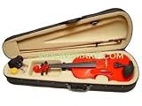 VIOLINSMART Solid RED color 1/8 Size Teachers Recommended Student Violin + Bow + Case + Rosin Complete Set