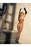 Open Diamond Fishnet Body Stocking Black - One Size