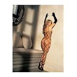 Open Diamond Fishnet Body Stocking (Black, One Size)
