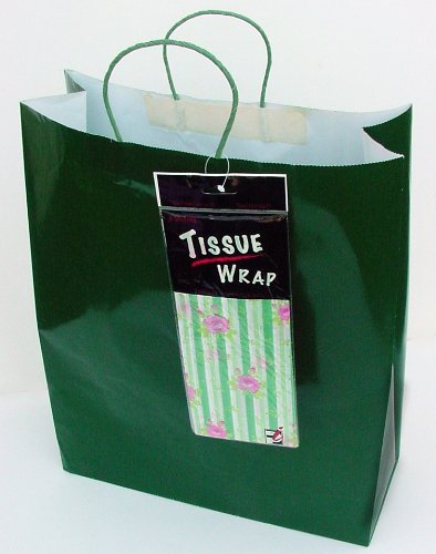 72 Jumbo Green Gift Bags w/ Tissues - (6dz. Total)